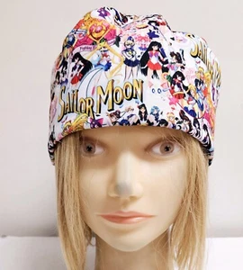 SAILORMOON ANIME WHITE MEDICAL NURSE SCRUB CAP (2 SIZE SELECTION) - Picture 1 of 6