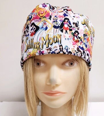 SAILORMOON ANIME WHITE MEDICAL NURSE SCRUB CAP (2 SIZE SELECTION)  - Image 1 of 4