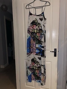 Warehouse Patterned Strappy Maxi Dress Size UK 12 - Picture 1 of 9