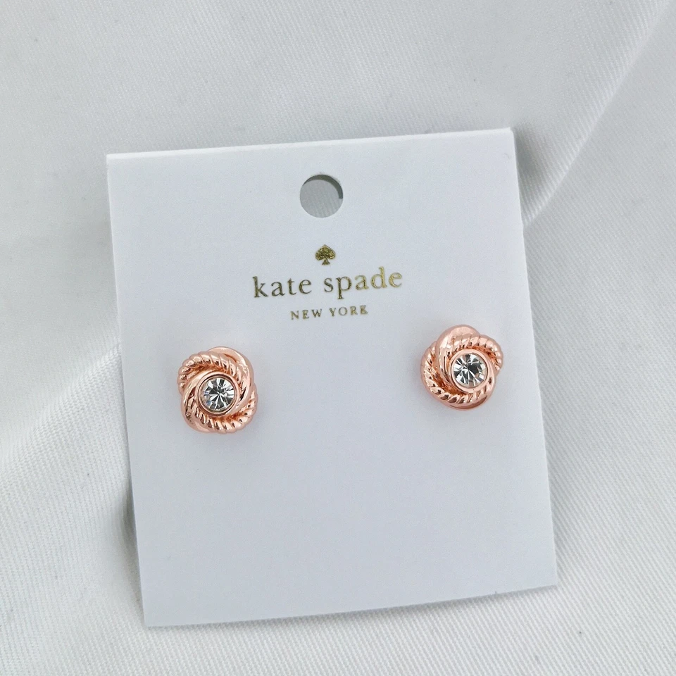 Kate Spade Infinity & Beyond Knot Studs W/ Dust Bag Rose Gold O0ru2788