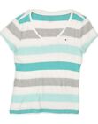 Tommy Hilfiger Womens T-Shirt Top Uk 14 Large Multicoloured Striped Cotton Yj13