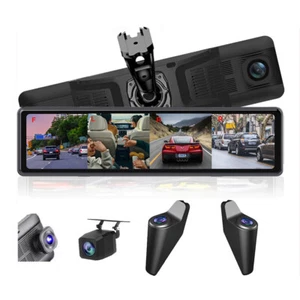 4K Dash Recorder 4 Cameras Backup Cam Rearview Mirror 12 inch Screen Car DVR Cam - Picture 1 of 12