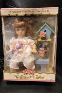 Dan Dee Collectors Choice 11" Porcelain Doll Easter Eggs Bench Bird House Spring - Bild 1 von 14