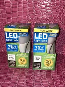 2- LED BULB/Reg.BASE E26/Non-Dimmable Uses 12Watt/75W Replacement SHATTER RES - Picture 1 of 7