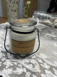 Milkhouse Candle Co Flannel & Frost Soy Glass Jar Metal Handle Paraffin Free USA - Picture 1 of 6