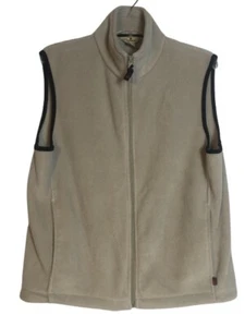 Woolrich Unisex Vest Jacket ~ Sz M ~ Tan w/Black Trim ~Fleece ~Outdoor ~Casual - Picture 1 of 8