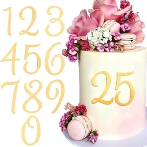 Zahlen Deko, Tortendeko, Kuchen Topper Set - 10Pcs 0-9 Gold für Geburtstag - Bild 1 von 9