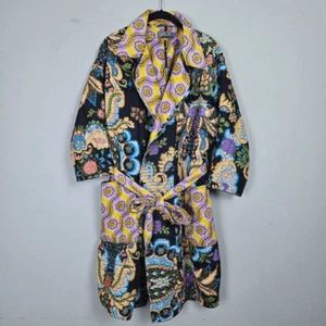 Anthropologie Womens Quilted Robe Size L/XL Multicolor Belted Artsy Boho Lounge - Picture 1 of 8