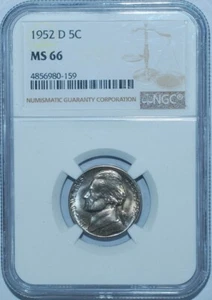 1952 D NGC MS66 5C Jefferson Nickel - Picture 1 of 2