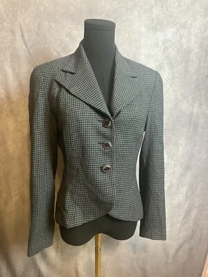 Blazer Lily By Zelda Vintage Para Mujer Azul Marino Y Gris Gris Pata de Gallo Lana Talla 4 Foto 1 de 4
