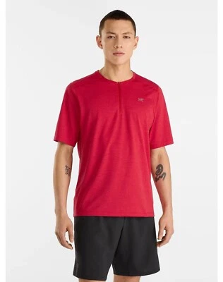 NWT Arc’teryx Heritage Heather Red Cormac Zip Neck S/S Polyester Tee Shirt sz S - Image 1 of 4