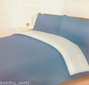 KING SIZE BETT BLAU WENDE PERKAL BETTBEZUG SET UNIFARBEN MITTEL FRANZÖSISCHER HIMMEL - Bild 1 von 2
