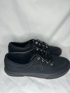 Polo Ralph Lauren Men's Canvas Faxon Low-Top Sneakers Shoes Black/Black Size 8 - Picture 1 of 6