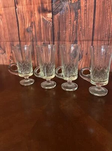 Irish Coffee Cut Crystal Dainty Glass Mug 8oz Set Of 4 - Picture 1 of 5