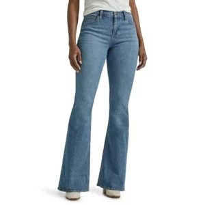 c5 Lee Women's Plus Size Legendary Mid Rise Flare Jean Blue Size 8 Medium - Picture 1 of 5