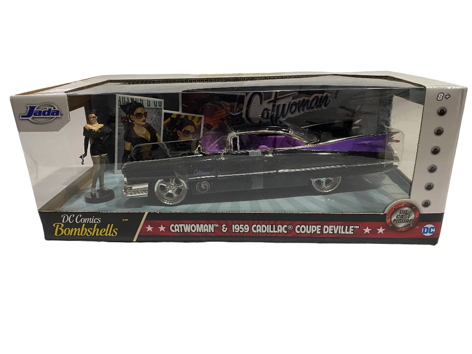CATWOMAN & 1959 CADILLAC COUPE DEVILLE / Jada 1:24 DC COMICS - Immagine 1 di 3