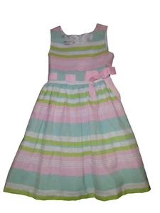 BONNIE JEAN Girl’s Size 6 Pastel Striped Sleeveless Dress Fit & Flare - Picture 1 of 5