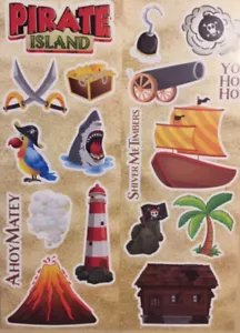 ISLA PIRATA pegatinas de pared 18 calcomanías decoración niño tesoro loro Ahoy Matey - Imagen 1 de 1