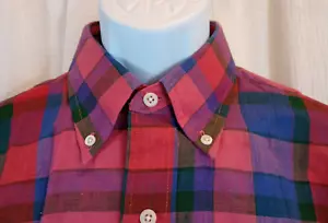 Saddlebred Button-Down kariert Größe L Einnadel Indianer Madras rot blau grün - Bild 1 von 14