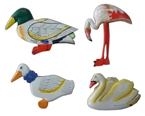 Magnet Holz - Tiere 4er Set - Ente Stockente Schwan Flamingo - Handarbeit - Bild 1 von 1