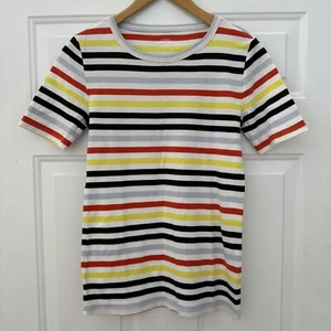 J Crew Perfect Fit Women's Multicolored Navy Blue, Yellow Striped - Size Small - Picture 1 of 3
