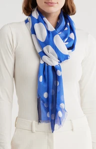 Neu mit Etikett Kate Spade Punkte länglicher Schal wildblau Iris - Bild 1 von 7