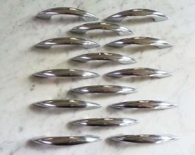 14 полых гладких хромированных ручек для дверных ящиков шкафов — 4 5/8 дюйма винтажные MCM - Изображение 1 из 4