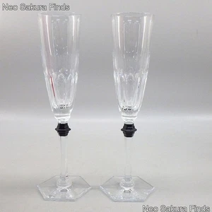 BACCARAT HARCOURT EVE Black Button Champagne Flutes (Set of 2) - Picture 1 of 9