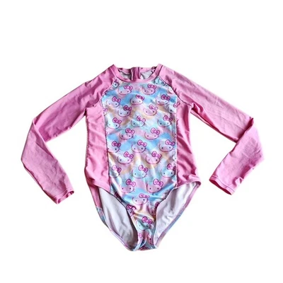 Traje de baño de manga larga estampado Hello Kitty de Sanrio para niñas talla L rosa Foto 1 de 4