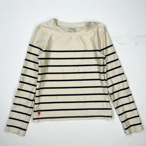 Polo Ralph Lauren Striped Stretch Rash Guard Girls Small 7 Gold Black Pullover - Picture 1 of 5