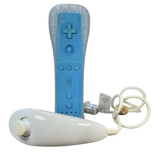 Mando Nintendo Wii Plus Aqua AZUL con Nunchuk y Cubierta de Silicona Probado - Imagen 1 de 8