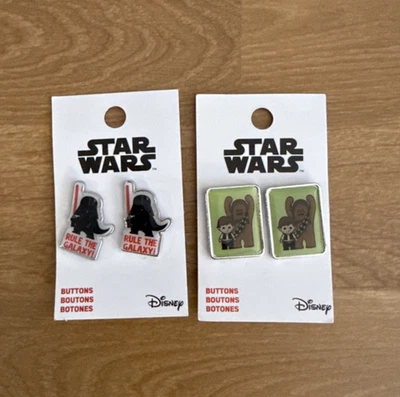 Star Wars Disney Buttons Lot of 2 Darth Vader and Chewbacca NEW - Image 1 of 4
