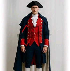 18th Century Colonial Suit Revolution Coat, Tricorne Hat - Theater Cosplay Full - Picture 1 of 8