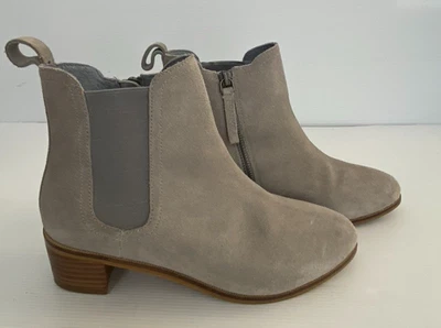 FRANKIE4 SIZE 6 36 - 37 WOMENS RACH GREY SUEDE BOOTS ZIP SIDES BLOCK HEEL GUSSET - image 1 of 4