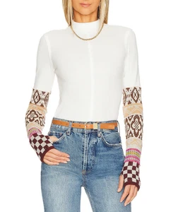NWOT We The FREE PEOPLE Gorgeous Cuff Top Thermal Knit Long Sleeve Thumbholes XS - Picture 1 of 13