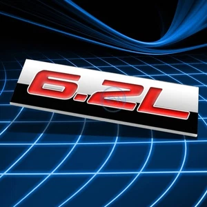METAL 3D EMBLEM DECAL LOGO TRIM BADGE STICKER POLISHED CHROME RED 6.2L 6.2 L - Bild 1 von 3
