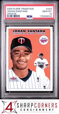 2000 FLEER TRADITION UPDATE #U43 JOHAN SANTANA RC TWINS PSA 10 - Image 1 of 3