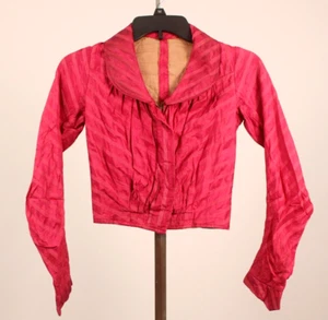 Vtg Women's Antique Edwardian Late 1800s Early 1900s Dark Pink Silk Jacket XXS - Picture 1 of 24