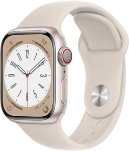 Apple Watch Series 8 GPS + LTE 45MM Starlight Aluminum Case Starlight Sport Band - Picture 1 of 3
