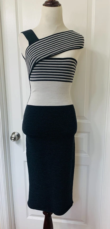 NARCISO RODRIGUEZ Silk Wool Knit Bandage Bodycon Stretch Dress 40 - Image 1 of 4