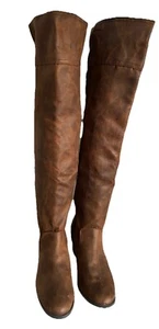 NWT White Mountain Bonita Over The Knee Lace Up Boots 6.5 Cognac Brown - Picture 1 of 16