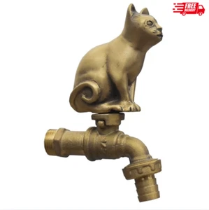 Brass Garden Tap Cat Spigot Faucet Yard Vintage Water Home Decor Outdoor living - Picture 1 of 2