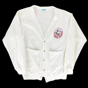 Vintage Walt Disney Mickey Mouse weiß V-Ausschnitt Strickjacke Pullover Herren L WIE ABGEBILDET - Bild 1 von 5