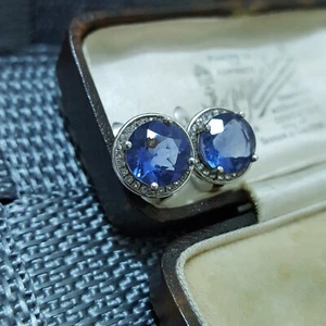 Vintage 925 Sterling Silver Earrings, Colour Change Fluorite Earrings, Huggie - Picture 1 of 7