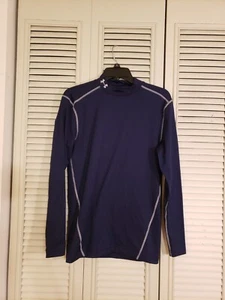 Under armour Compression Shirt Mens Large ColdGear L/S Blue Mock Neck 1265648 - Picture 1 of 5
