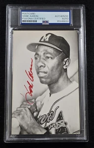 HANK AARON Signed ROOKIE ERA Real Photo Postcard-HOF-BRAVES-PSA - Picture 1 of 4