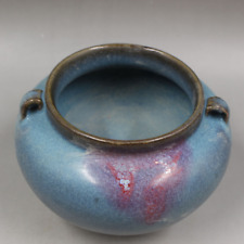 8.2x8.4cm Antique Chinese Song Kiln Porcelain Jar Blue Glaze Pot Jar Collection
