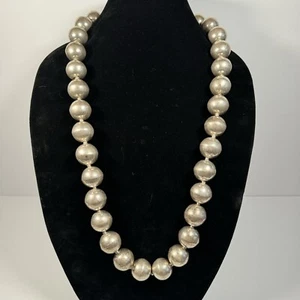 Large Silver Bench Bead Necklace 35” 308 Grams - Picture 1 of 10