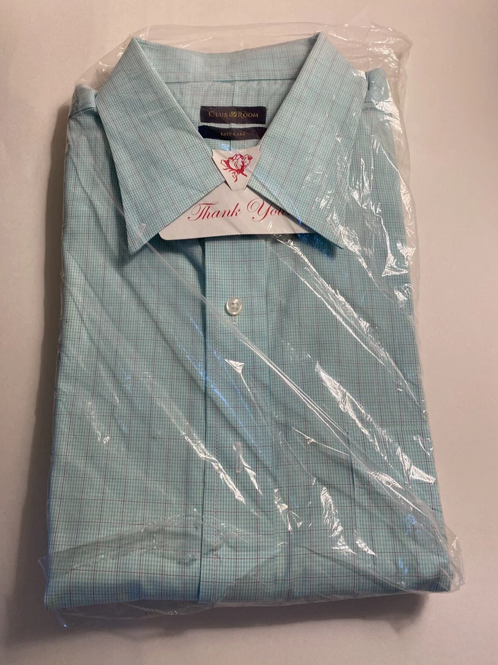 Club Room Hombre Camisa Manga Larga, 16 1/2, 34/35, 100% Algodón, Azul Aguamarina Foto 1 de 4