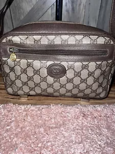 Gucci Brown Signature Monogram GG Vintage Crossbody Bag - Picture 1 of 15